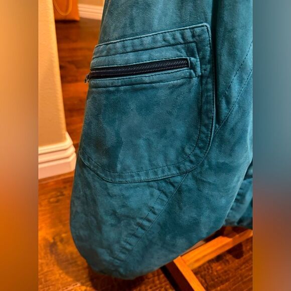 Vintage SKEA Turquoise 80’s Suede Lined Ski Jacket Women’s Puffy Shoulders Sz 8 - Picture 8 of 16